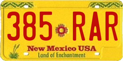 NM license plate 385RAR