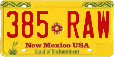 NM license plate 385RAW