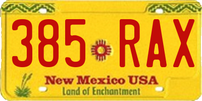NM license plate 385RAX