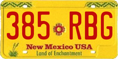 NM license plate 385RBG