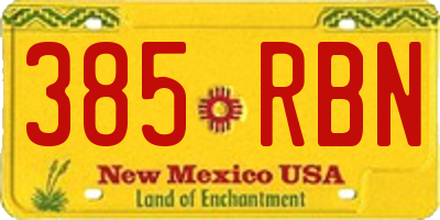 NM license plate 385RBN