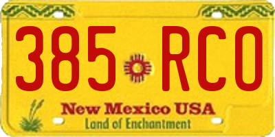 NM license plate 385RCO