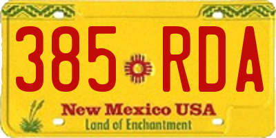 NM license plate 385RDA