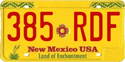 NM license plate 385RDF