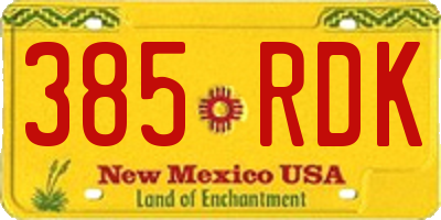 NM license plate 385RDK