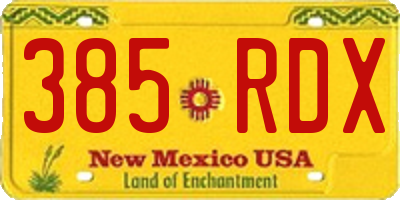 NM license plate 385RDX
