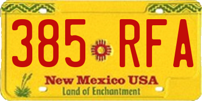 NM license plate 385RFA