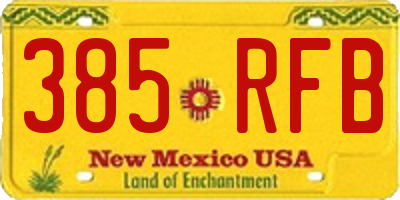 NM license plate 385RFB