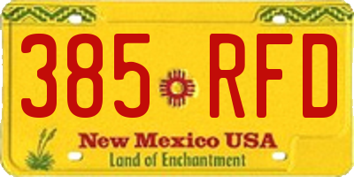 NM license plate 385RFD