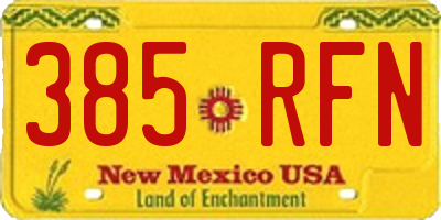 NM license plate 385RFN