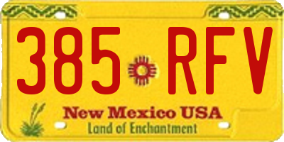 NM license plate 385RFV