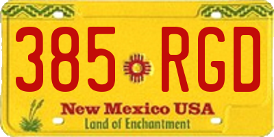 NM license plate 385RGD