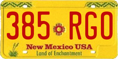 NM license plate 385RGO