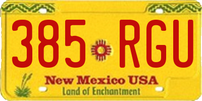 NM license plate 385RGU