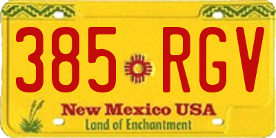 NM license plate 385RGV