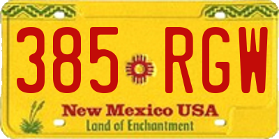 NM license plate 385RGW