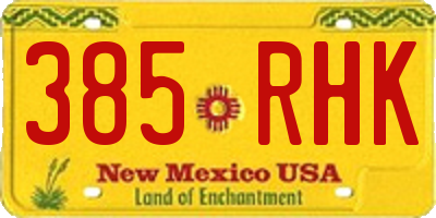 NM license plate 385RHK