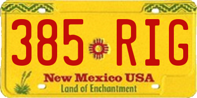 NM license plate 385RIG