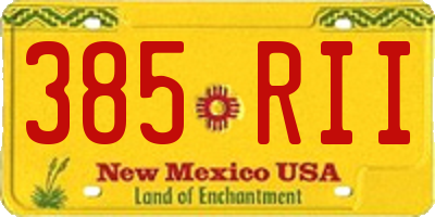 NM license plate 385RII