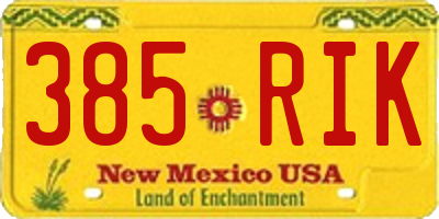 NM license plate 385RIK