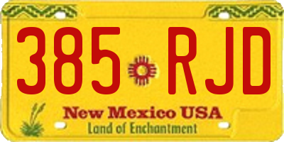 NM license plate 385RJD