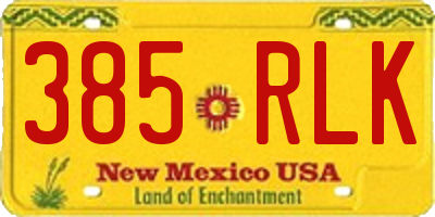 NM license plate 385RLK
