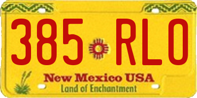 NM license plate 385RLO