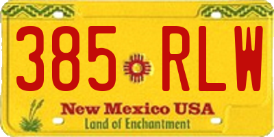 NM license plate 385RLW