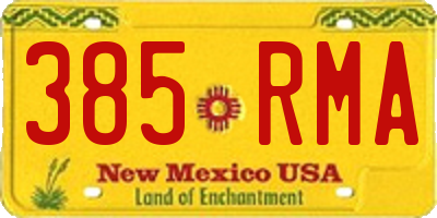NM license plate 385RMA