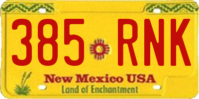 NM license plate 385RNK