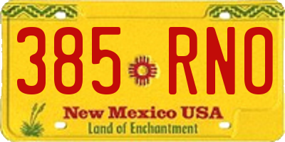 NM license plate 385RNO