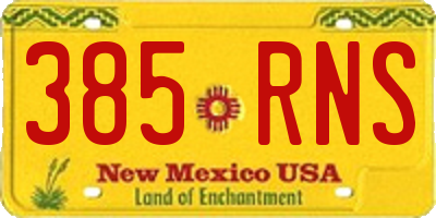 NM license plate 385RNS