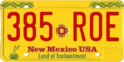 NM license plate 385ROE