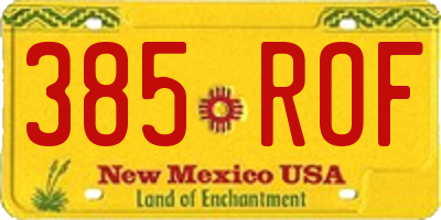 NM license plate 385ROF