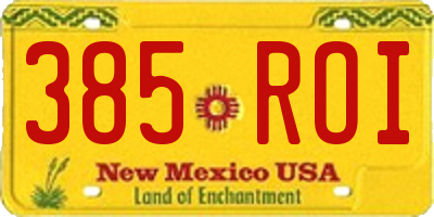 NM license plate 385ROI