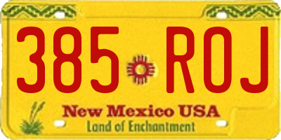 NM license plate 385ROJ