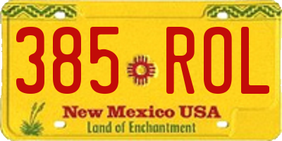 NM license plate 385ROL