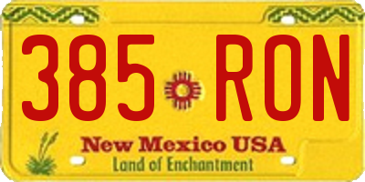 NM license plate 385RON