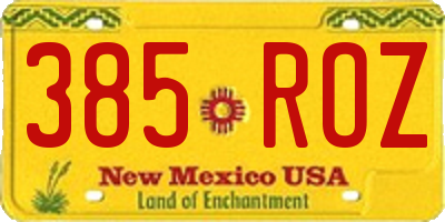 NM license plate 385ROZ