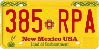NM license plate 385RPA
