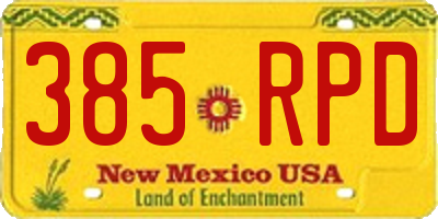 NM license plate 385RPD