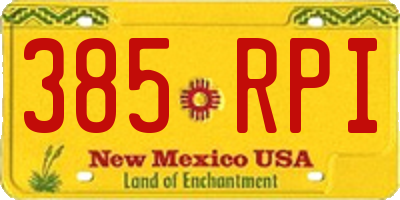 NM license plate 385RPI