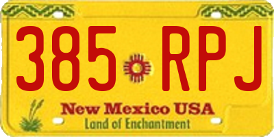 NM license plate 385RPJ
