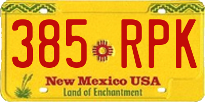 NM license plate 385RPK