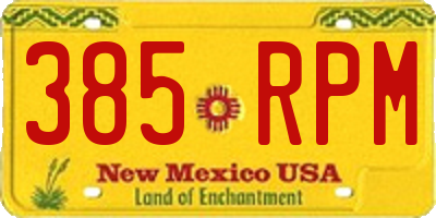 NM license plate 385RPM