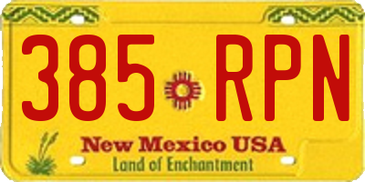 NM license plate 385RPN