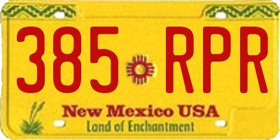 NM license plate 385RPR