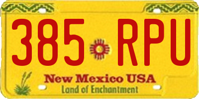 NM license plate 385RPU