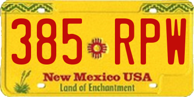 NM license plate 385RPW
