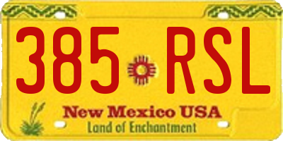 NM license plate 385RSL